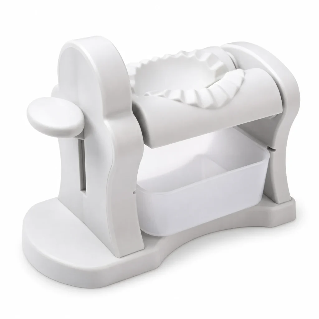 Automatic dumpling maker on a white background