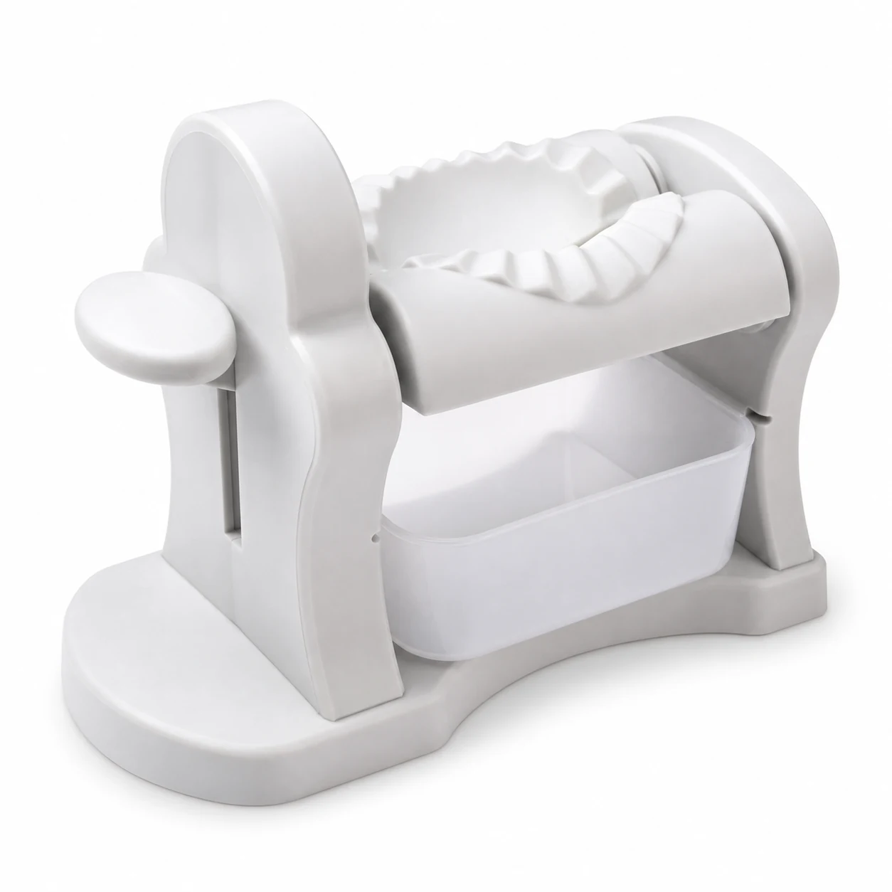 Automatic dumpling maker on a white background
