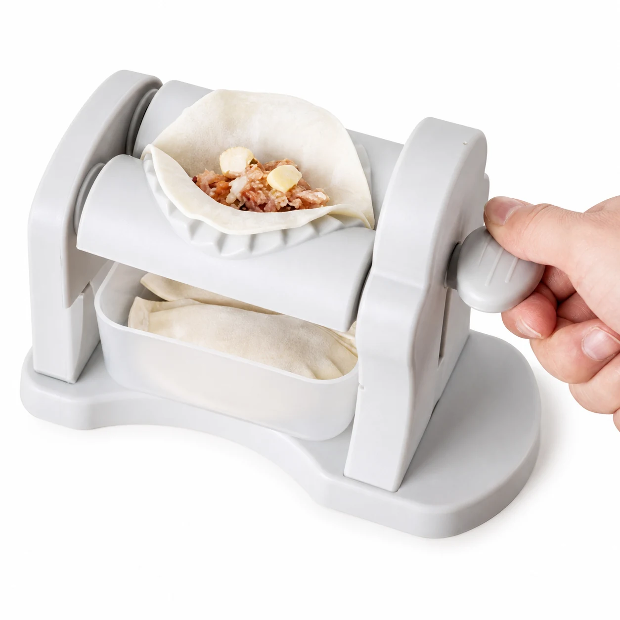 Press handle automatic dumpling maker sealing filled wrapper