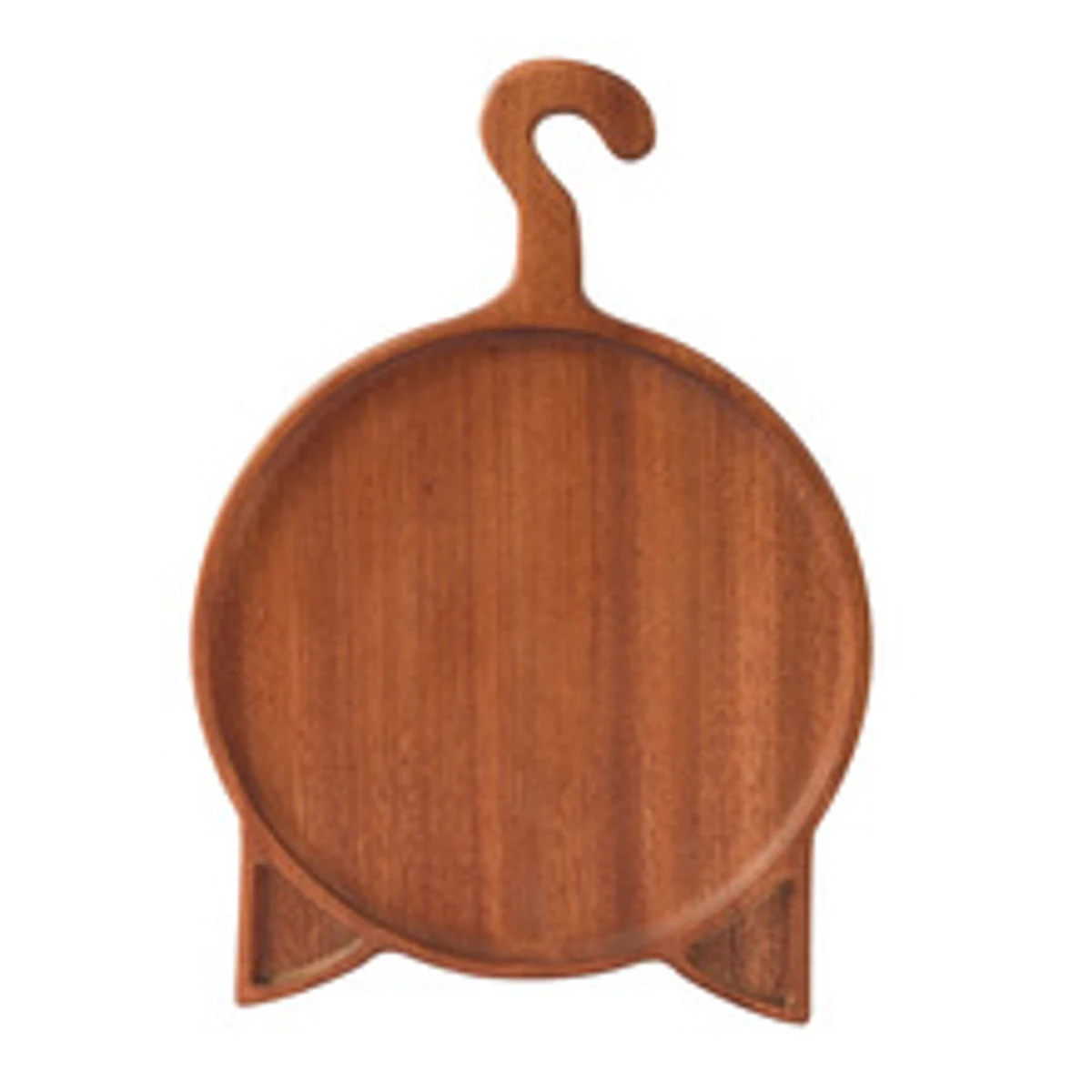 Round Ulin wood serving board with hanging hook