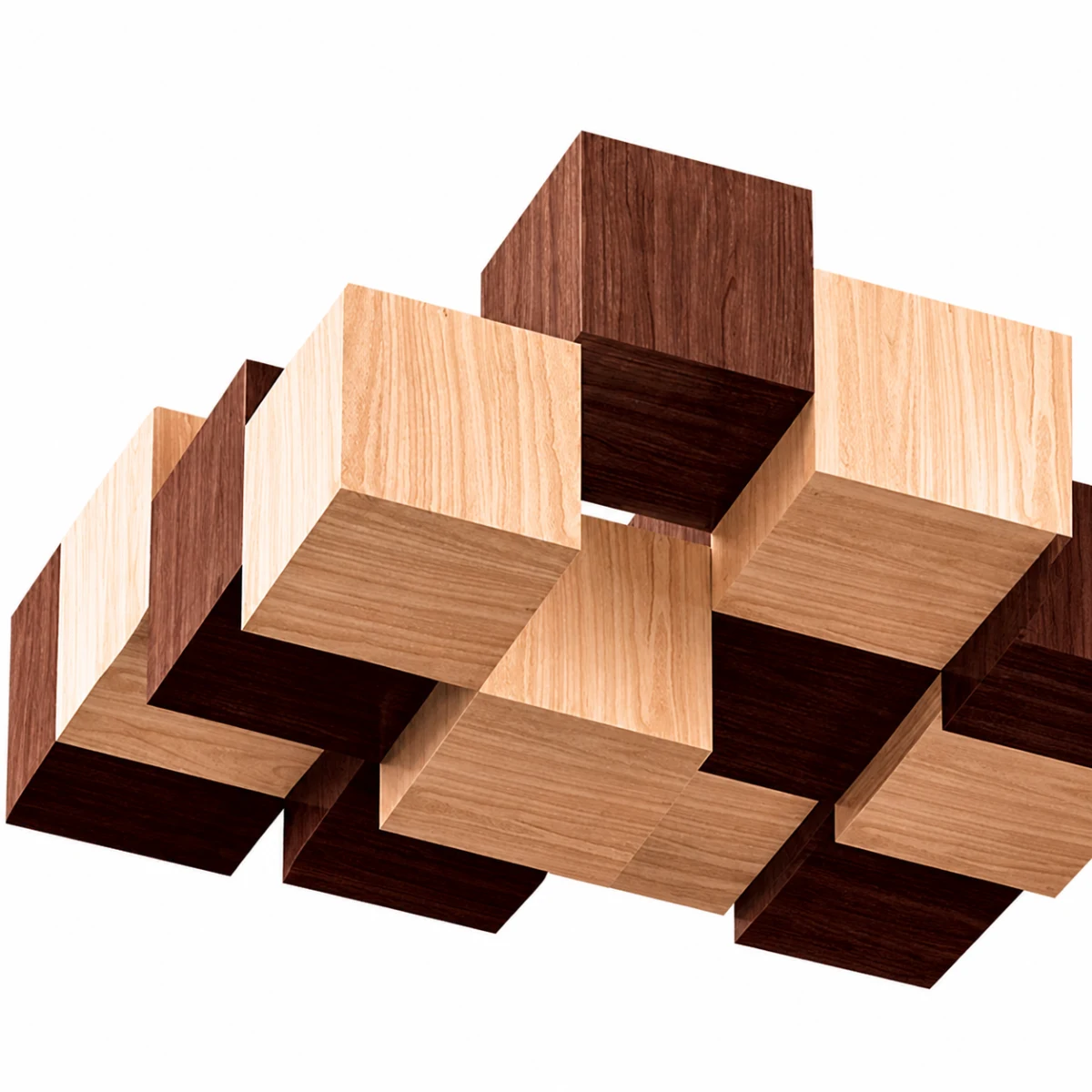 Alternating wood block construction for checkerboard cutting board
