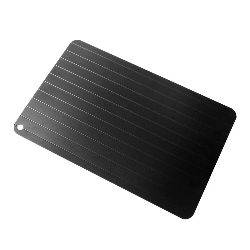 Black aluminum defrosting tray for meat and seafood