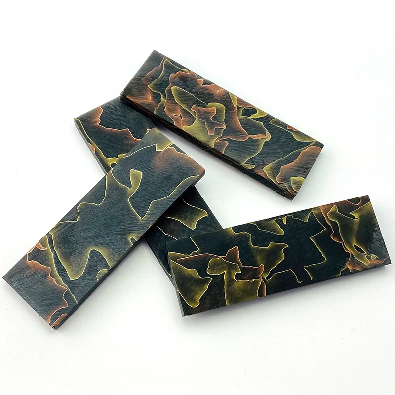 Black and gold copper mesh resin knife handle scale set