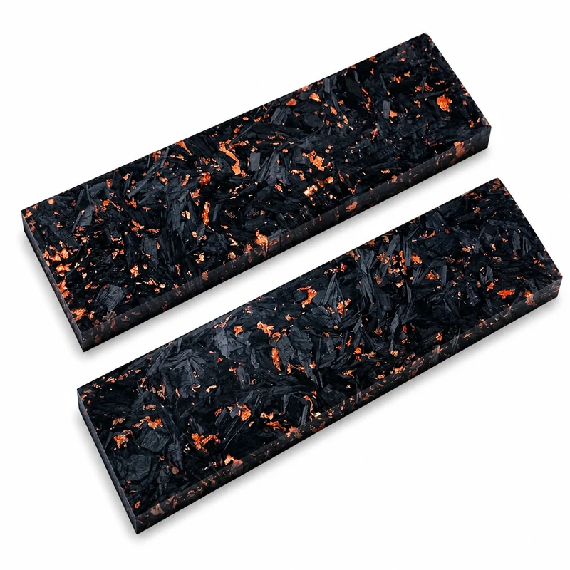Carbon fiber handle material slabs showing flat faces and edge thickness