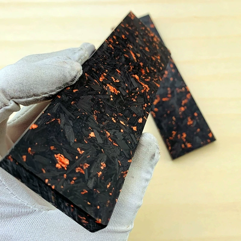Carbon fiber handle material in chopped composite knife scale blanks