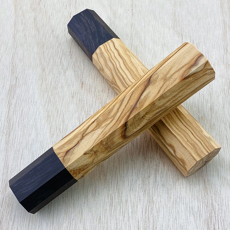Crossed olive wood and ebony octagonal wa handle blanks