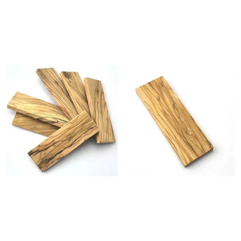 Comparison of olive wood knife handle blank shapes and grain
