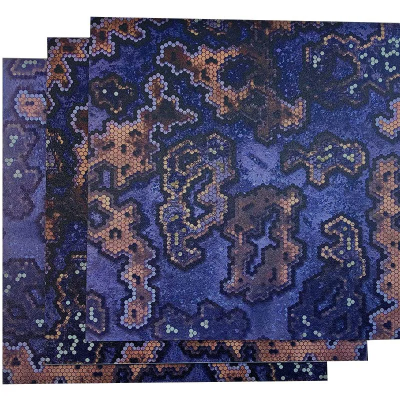 Blue patterned Kydex sheet panels shown in multiple sizes
