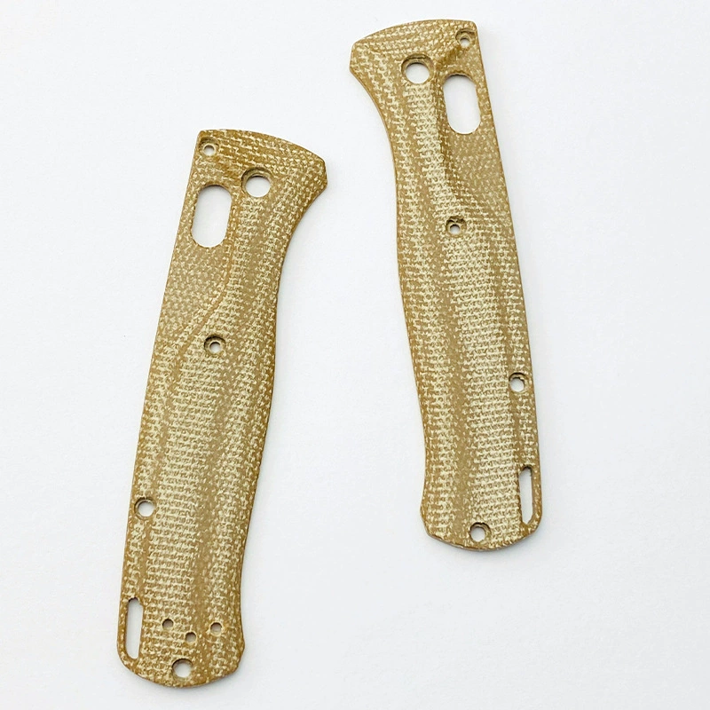 Bugout 535 handle scales in tan woven Micarta