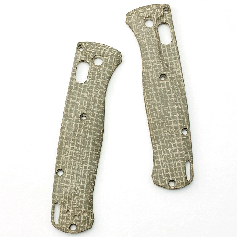 Bugout 535 handle scales with woven gray Micarta texture